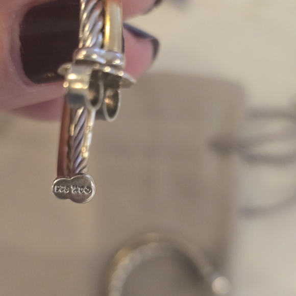 David Yurman Crossover  Silver Hoop Earrings - Picture 5 of 9